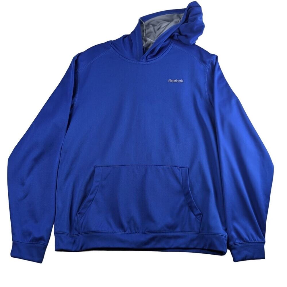 Reebok Blue Pullover‎ Hoodie XL (18-20) Youth Kangaroo Pockets Drawstring Hood